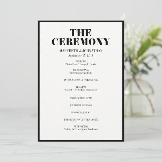 De heer en mevrouw Modern Bold Wedding Programme Programmakaart (Staand voorkant)