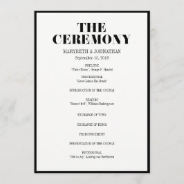 De heer en mevrouw Modern Bold Wedding Programme Programmakaart