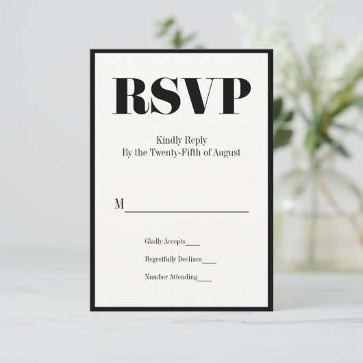De heer en mevrouw Modern Bold Wedding RSVP Kaart (Staand voorkant)