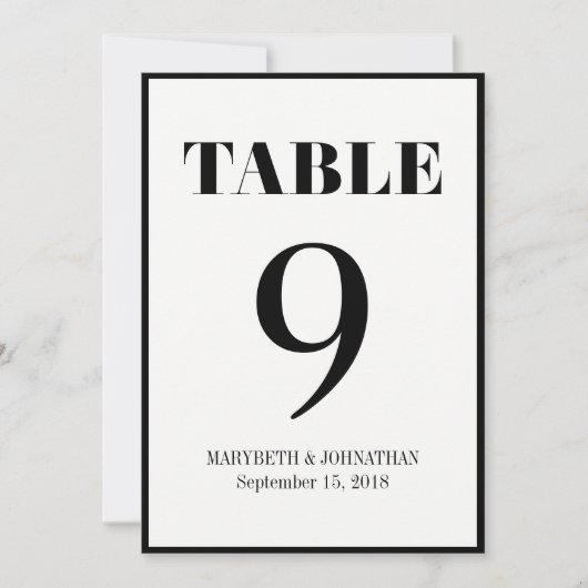 De heer en mevrouw Modern Bold Wedding Table Numbe Kaart (Voorkant)