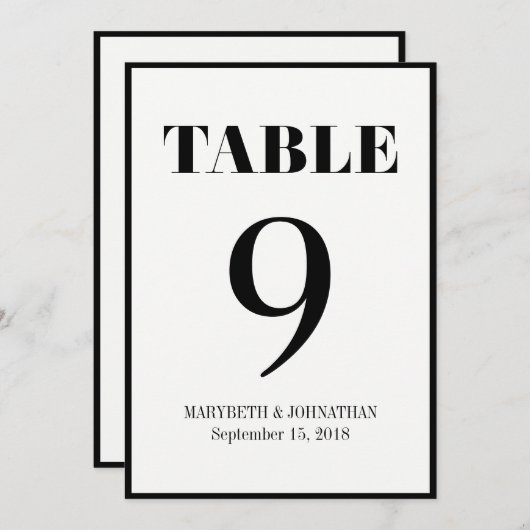 De heer en mevrouw Modern Bold Wedding Table Numbe Kaart (Voorkant / Achterkant)