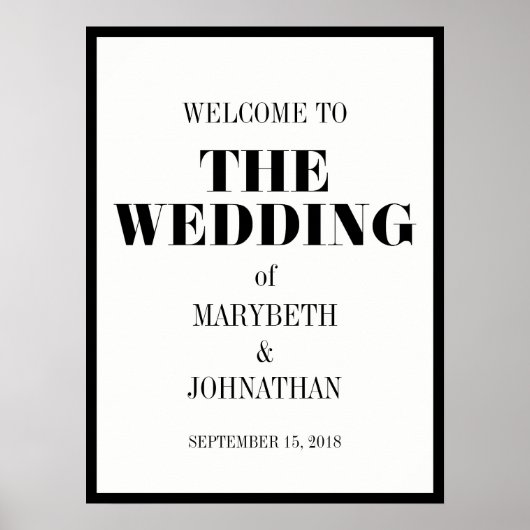 De heer en mevrouw Modern Bold Wedding Welcome Pos Poster (Voorkant)