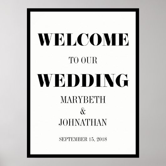 De heer en mevrouw Modern Bold Wedding Welcome Pos Poster (Voorkant)