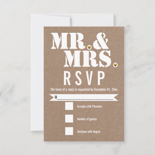 De heer en mevrouw Modern kraft paper RSVP (Voorkant)