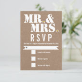 De heer en mevrouw Modern kraft paper RSVP (Staand voorkant)