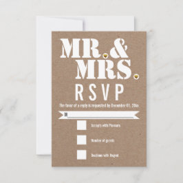 De heer en mevrouw Modern kraft paper RSVP Kaartje