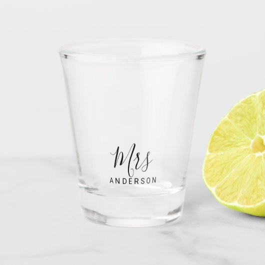 De heer en mevrouw | Modern script aangepast Shot Glas (Voorkant)