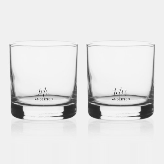 De heer en mevrouw | Modern script aangepast Whisky Glas (Voorkant)