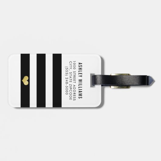 De heer en mevrouw Monogram Black Gold Wedding Pas Bagagelabel (Achterkant horizontaal)