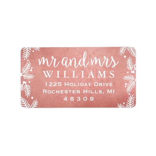 De heer en mevrouw Monogram Roos Gold Holiday Adre Etiket (Voorkant)
