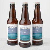 De heer en mevrouw Moonlit strandbruiloft thema Bier Etiket (Flessen)