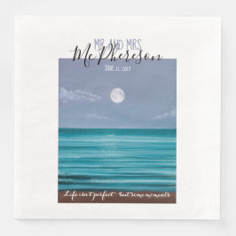 De heer en mevrouw Moonlit strandbruiloft thema Servet