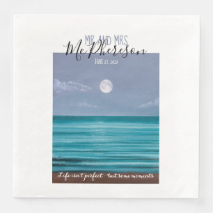 De heer en mevrouw Moonlit strandbruiloft thema Servet