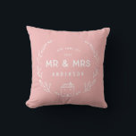 De heer en mevrouw new home kussen<br><div class="desc">Mr. en Mrs. New home of recent gespannen kussen. Met de hand getekende bloemetjes en kleine huisdetails. De achtergrondkleur kan worden gewijzigd.</div>