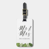 De heer en mevrouw Newlywed tropical bagagelabel (Voorkant verticaal)