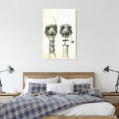 De heer en mevrouw Ostrich Canvas Afdruk (Insitu (Slaapkamer))