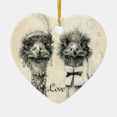 De heer en mevrouw Ostrich Keramisch Ornament (Voorkant)