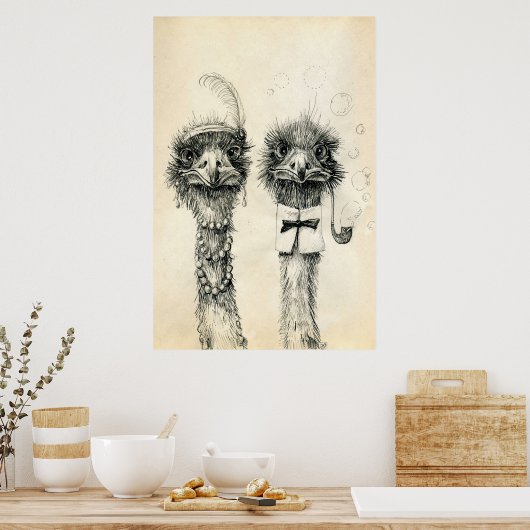 De heer en mevrouw Ostrich Poster (Keuken)