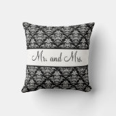 De heer en mevrouw Pas getrouwd Pillow - Black and Kussen (Achterkant)
