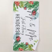 de heer en mevrouw Passen getrouwd of Jubileum Gif Strandlaken (Voorkant)