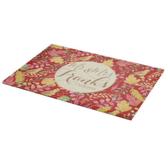 De heer en mevrouw Personalized Autumn Cutting Boa Snijplank (Hoek)