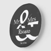 de heer en mevrouw Personalized Faux Chalkboard Grote Klok (Hoek)