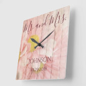 De heer en mevrouw Personalized Floral Vierkante Klok (Hoek)