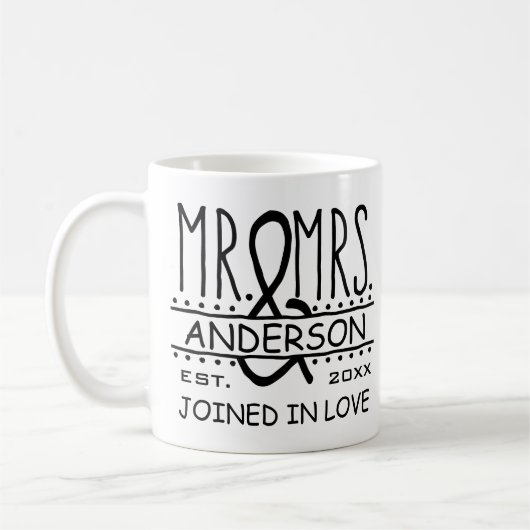 De heer en mevrouw Personalized Wedding Achternaam Koffiemok (Links)