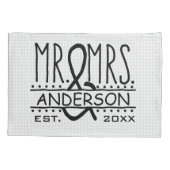 De heer en mevrouw Personalized Wedding Achternaam Kussensloop (Achterkant-Links)
