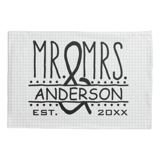 De heer en mevrouw Personalized Wedding Achternaam Kussensloop (Achterkant-Links)