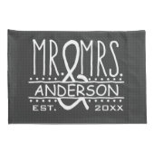 De heer en mevrouw Personalized Wedding Achternaam Kussensloop (Achterkant-Rechts)