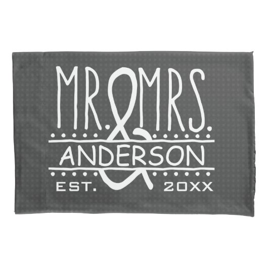 De heer en mevrouw Personalized Wedding Achternaam Kussensloop (Voorkant-Links)