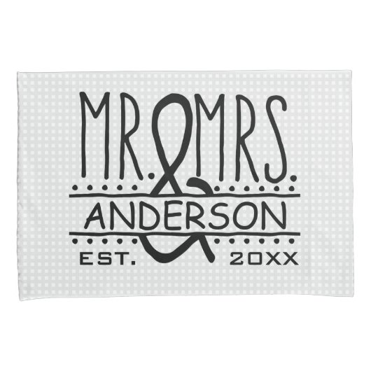 De heer en mevrouw Personalized Wedding Achternaam Kussensloop (Voorkant-Rechts)