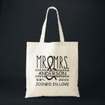 De heer en mevrouw Personalized Wedding Achternaam Tote Bag<br><div class="desc">Dit unieke ontwerp is perfect voor een bruiloft of een jubileum. Het is een schattig thema voor Mr en Mrs. met een groot ampersand en ruimte voor je achternaam en date. Het ontwerp is zwart en grijs gemaakt. Gebruik de sjablonen om jouw tekst gemakkelijk toe te voegen. De laatste regel...</div>