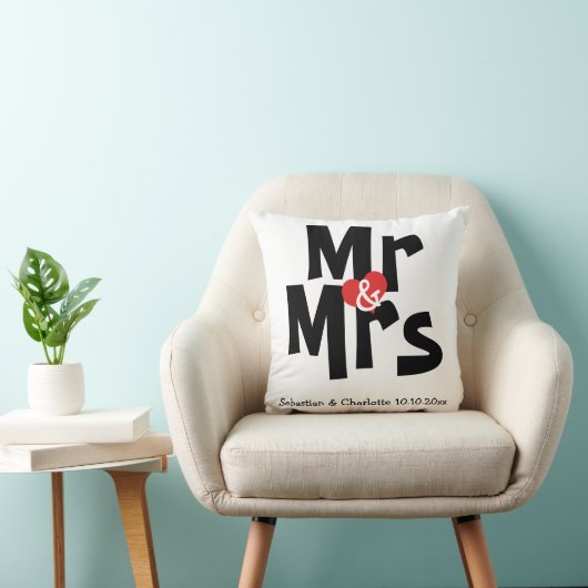 de heer en mevrouw Personalized Wedding / Jubileum Kussen (Stoel)