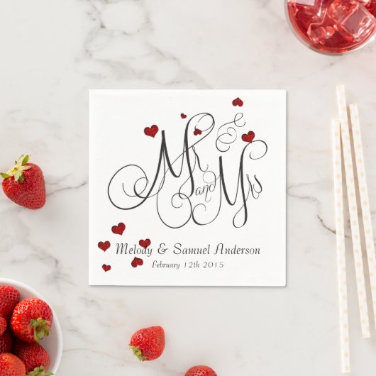 De heer en mevrouw | Ruby Heart Confetti Napkins Servet (Insitu)