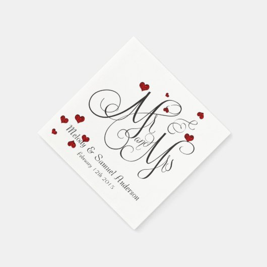 De heer en mevrouw | Ruby Heart Confetti Napkins Servet (Hoek)