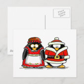 De heer en mevrouw Santa Claus Penguin Feestdagenkaart (Voorkant / Achterkant)