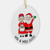 De heer en mevrouw Santa Claus Persoonlijke Kerstm Keramisch Ornament (Rechts)