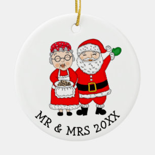 De heer en mevrouw Santa Claus Persoonlijke Kerstm Keramisch Ornament