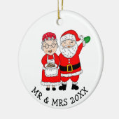 De heer en mevrouw Santa Claus Persoonlijke Kerstm Keramisch Ornament (Links)