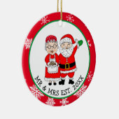 De heer en mevrouw Santa Claus Persoonlijke Kerstm Keramisch Ornament (Rechts)