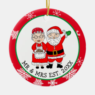 De heer en mevrouw Santa Claus Persoonlijke Kerstm Keramisch Ornament