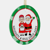 De heer en mevrouw Santa Claus Persoonlijke Kerstm Keramisch Ornament (Rechts)