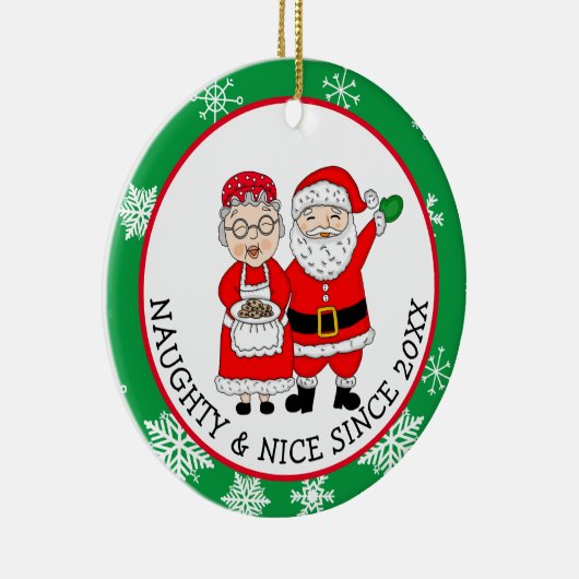 De heer en mevrouw Santa Claus Persoonlijke Kerstm Keramisch Ornament (Rechts)