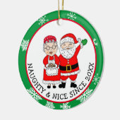 De heer en mevrouw Santa Claus Persoonlijke Kerstm Keramisch Ornament (Links)