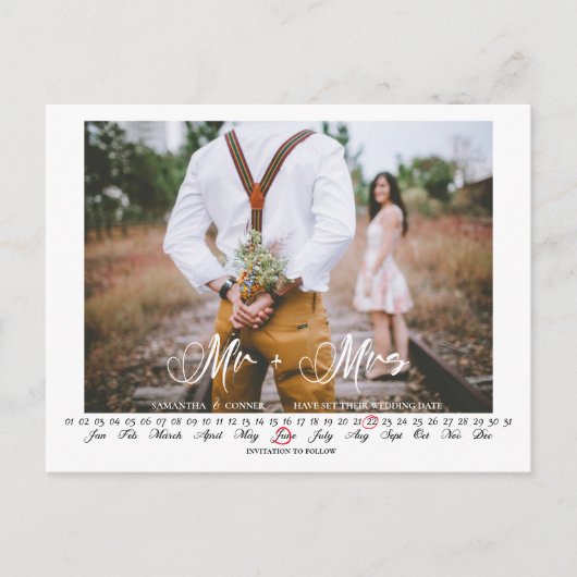 De heer en mevrouw Save the Date Infinity Calendar Briefkaart (Voorkant)