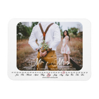 De heer en mevrouw Save the Date Infinity Calendar Magneet