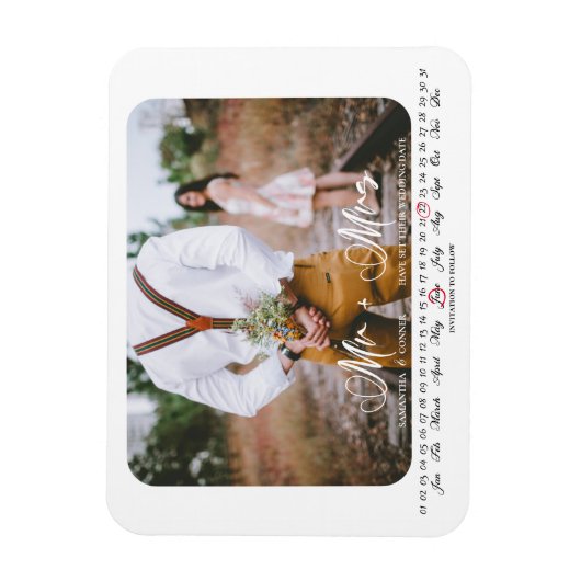 De heer en mevrouw Save the Date Infinity Calendar Magneet (Verticaal)