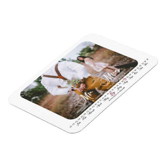 De heer en mevrouw Save the Date Infinity Calendar Magneet (Linkerzijde)